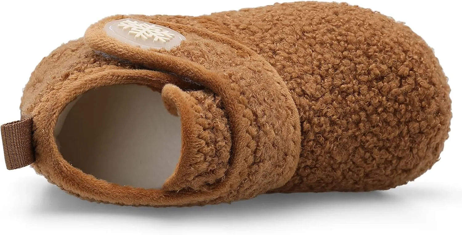 Scurtain Unisex Kids Toddler Slippers Socks Artificial Woolen Slippers with Non-slip Rubber Sole