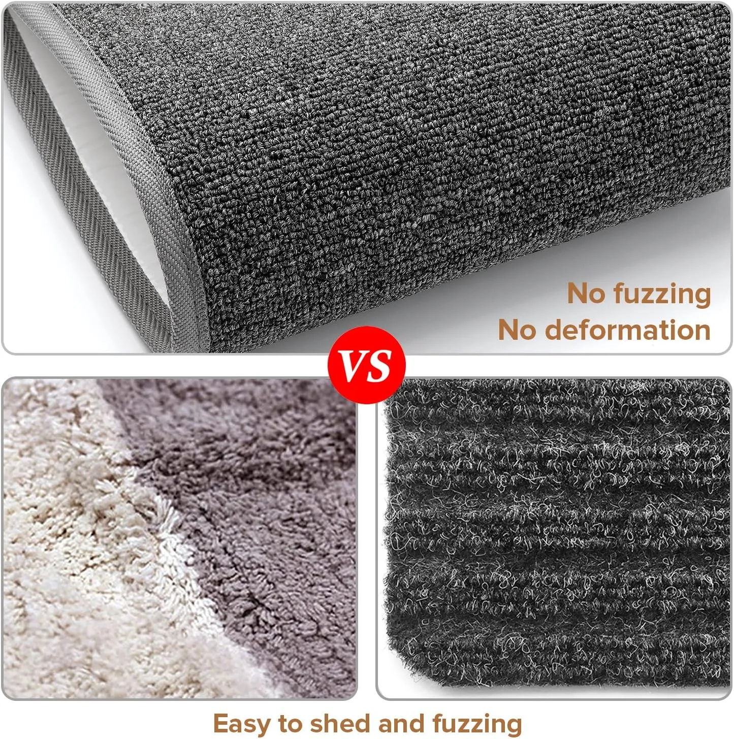 Seloom 13pcs Carpet Stair Treads, Indoor Non-Slip Edging Stair Rugs Covers Rubber Backing Anti Slip Indoor Stair Mats Removable Washable Step Runners for Wooden Stairs(25.5×9.5In,Dark Grey)