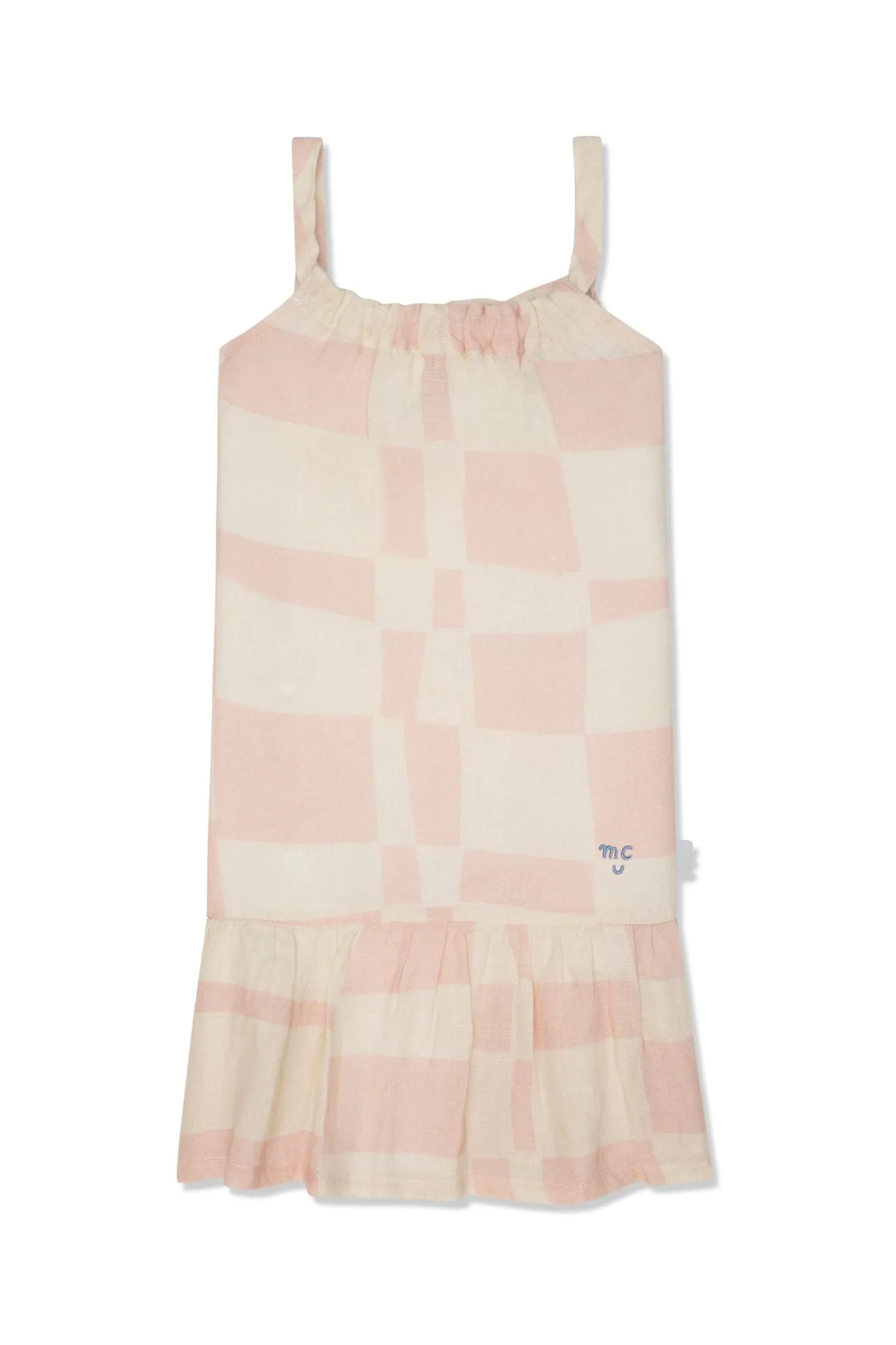 Sepia Rose Checkered Linen Dress (Toddler Girl)