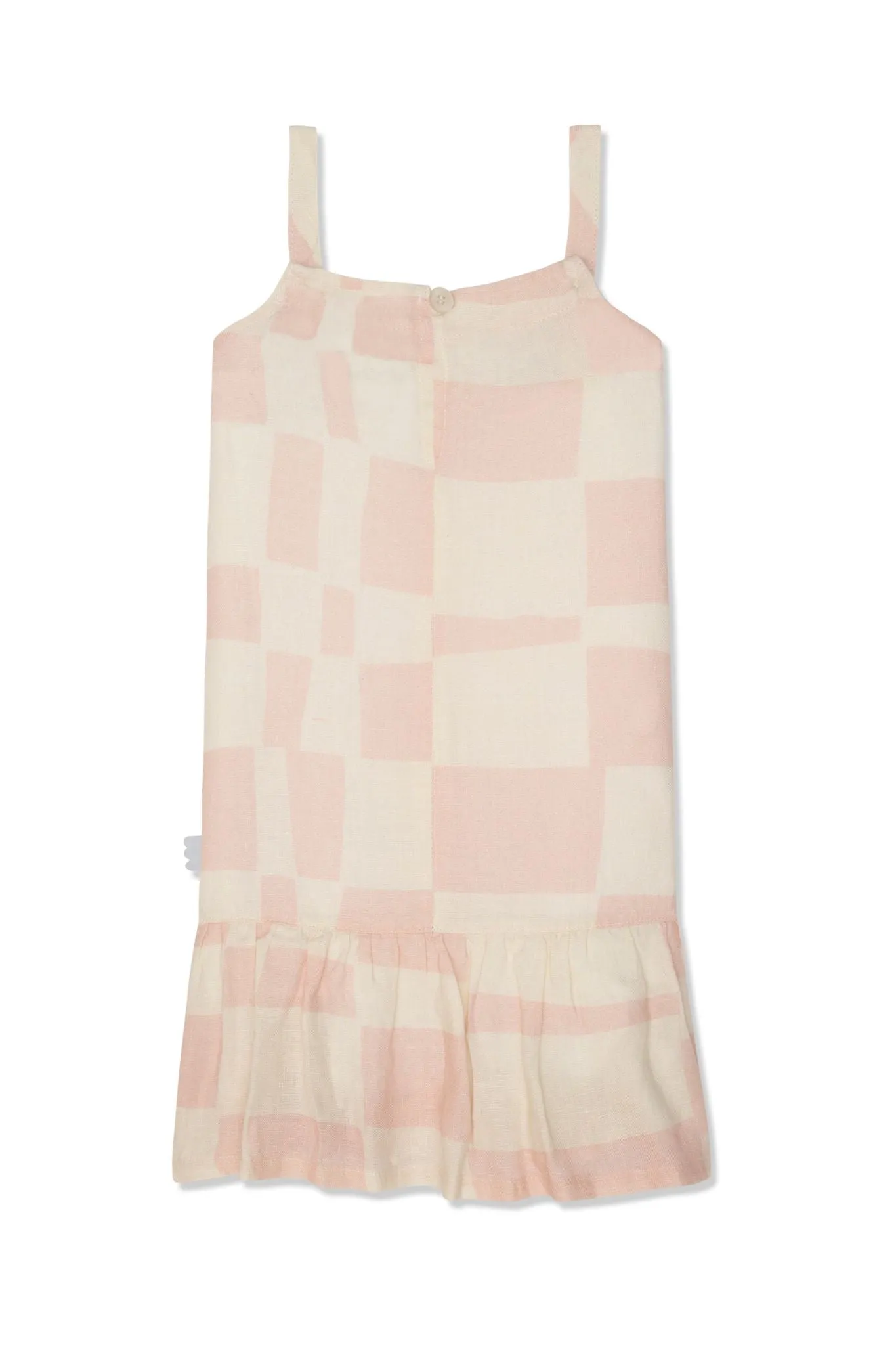 Sepia Rose Checkered Linen Dress (Toddler Girl)