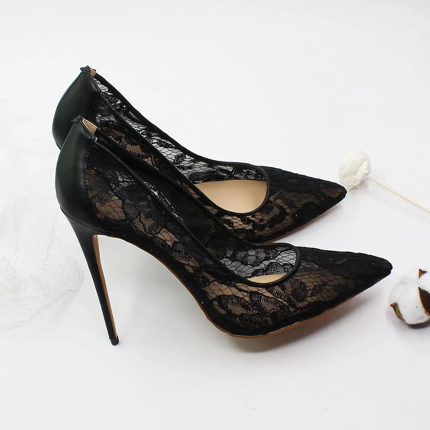 SHEMEE Sexy Pointy Toe Mesh Cutout Bridal Shoes Stiletto High Heels Wedding Pumps Elegant Court Party Dress Shoe