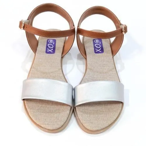 Silver Side Buckle Flat Sandal