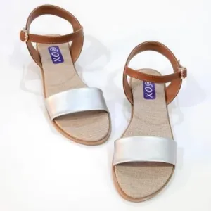 Silver Side Buckle Flat Sandal