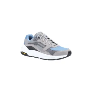 Skechers Global Jogger Baskets Hommes En Cuir Gris/Bleu