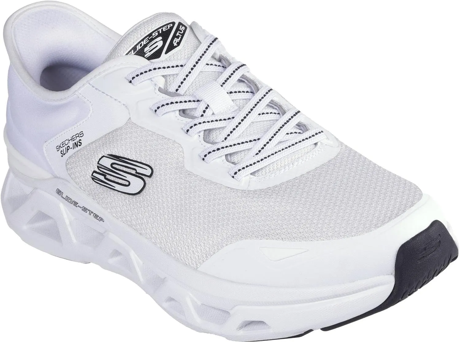 Skechers - Mens Glide-Step Altus - Turn Out Slip On Shoes, Color White/Black, Size: 11.5 W US