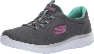Skechers Women's Summits Sneaker, Charcoal/Green, 7.5