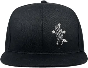 Skull Hat Snapback Hats for Men Boys Skeleton Cap Black Flat Bill Brim Trucker Snap Backpack Hat