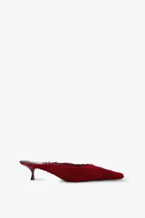 Sloan Mule In Cherry Red Embroidered Satin