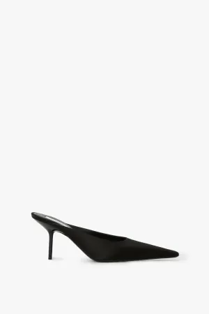 Sloan Stiletto Mule In Black Satin