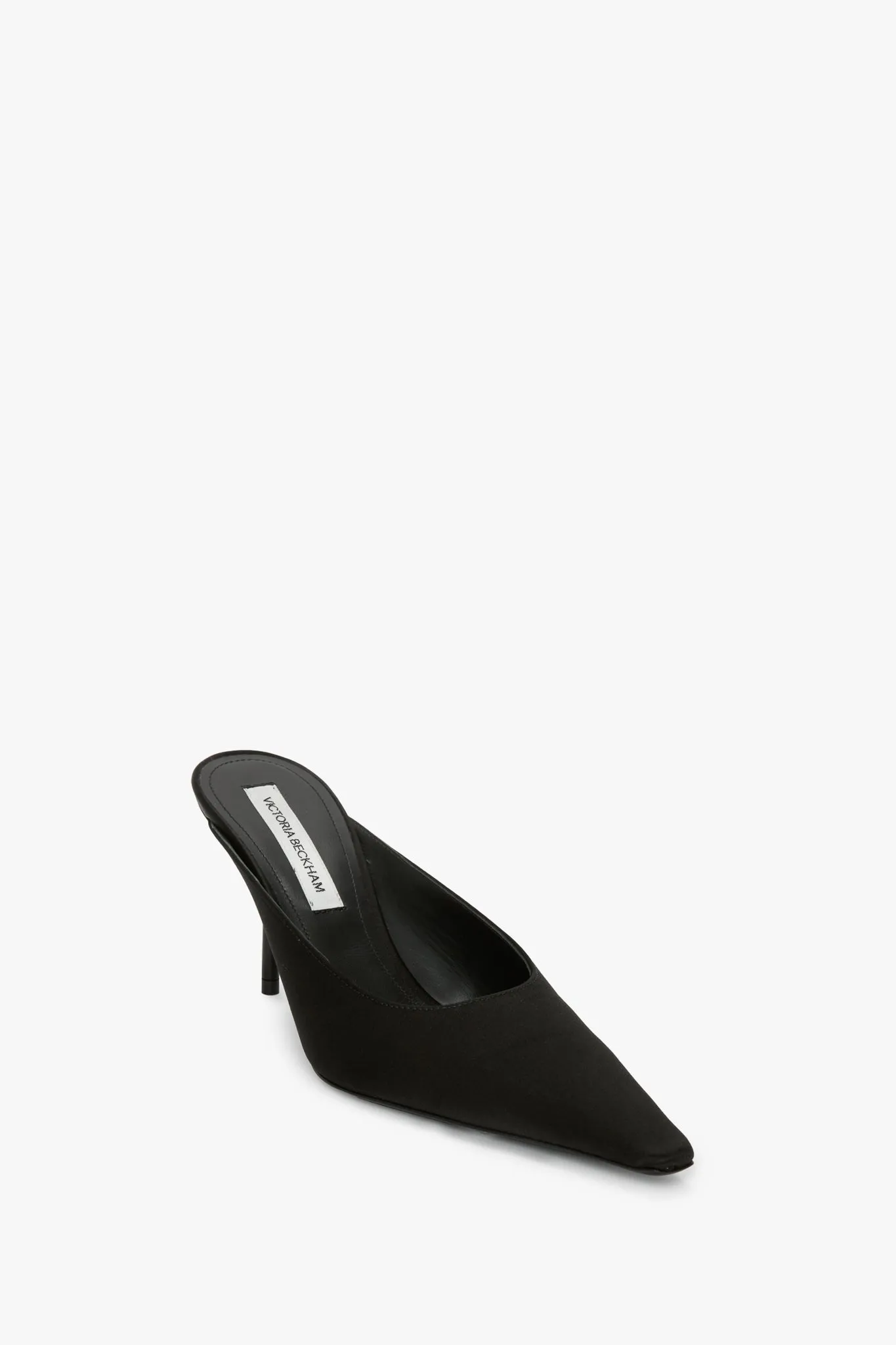 Sloan Stiletto Mule In Black Satin