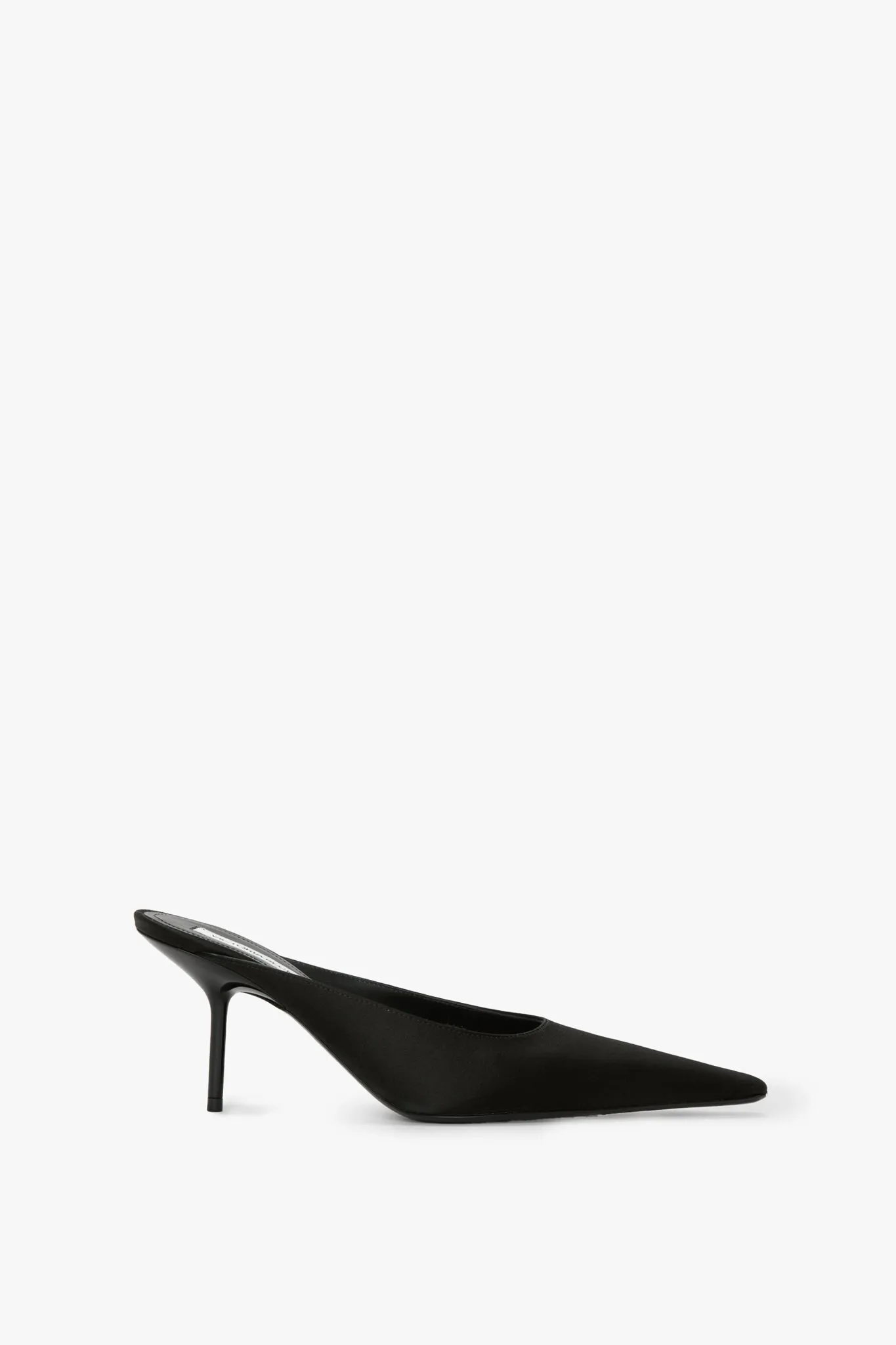 Sloan Stiletto Mule In Black Satin
