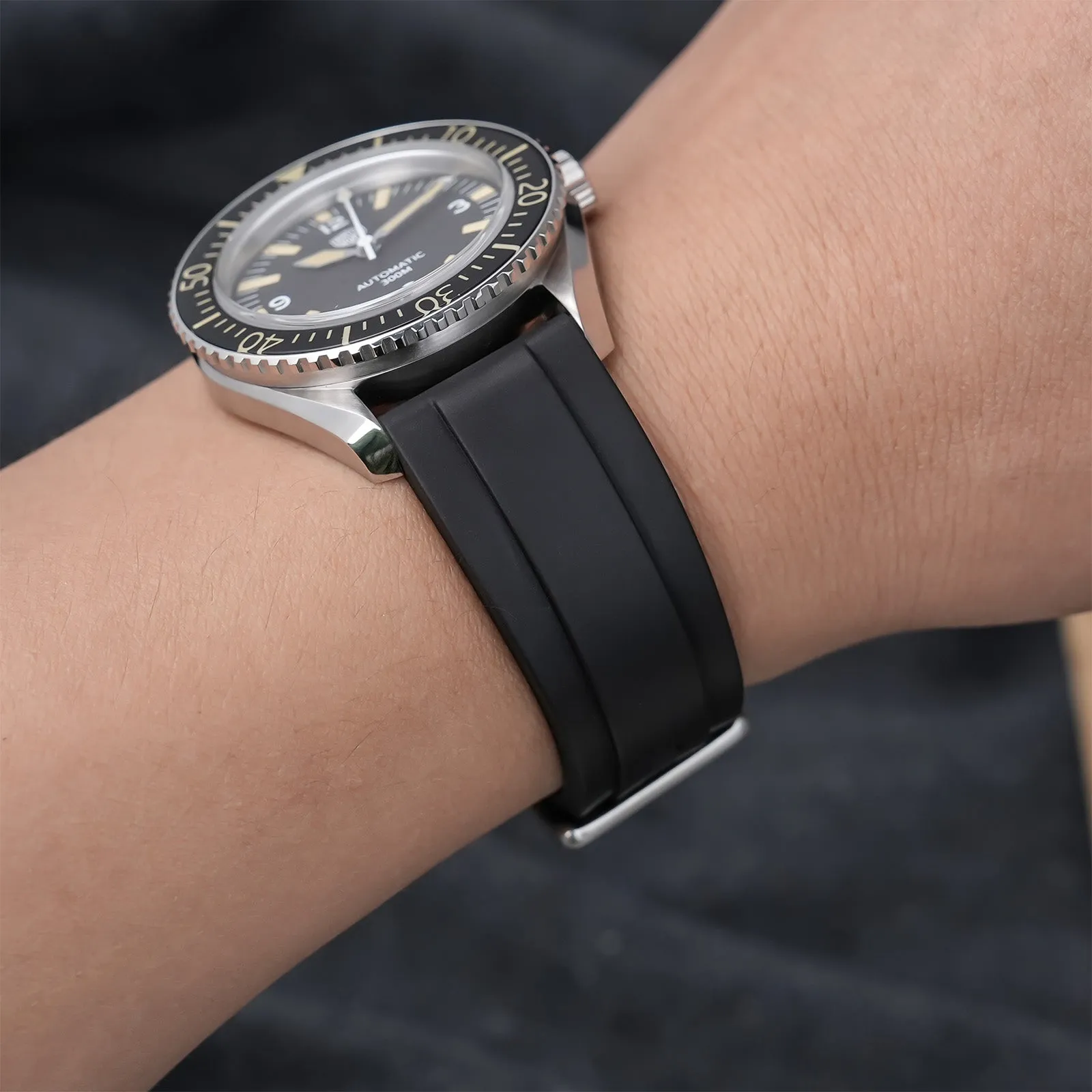 Smooth FKM Rubber Watch Strap WDS005