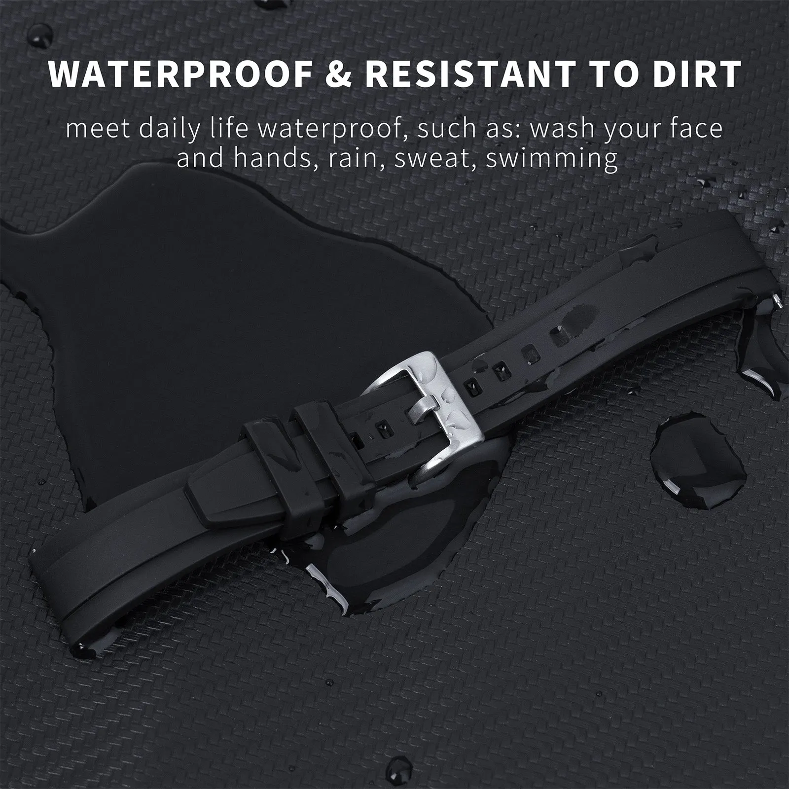Smooth FKM Rubber Watch Strap WDS005