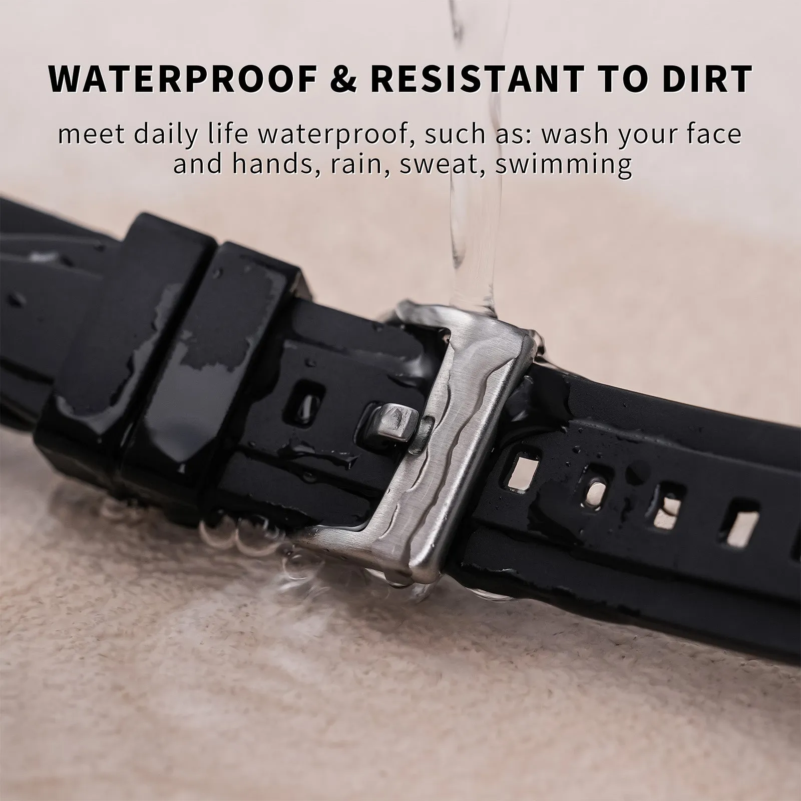 Smooth FKM Rubber Watch Strap WDS005