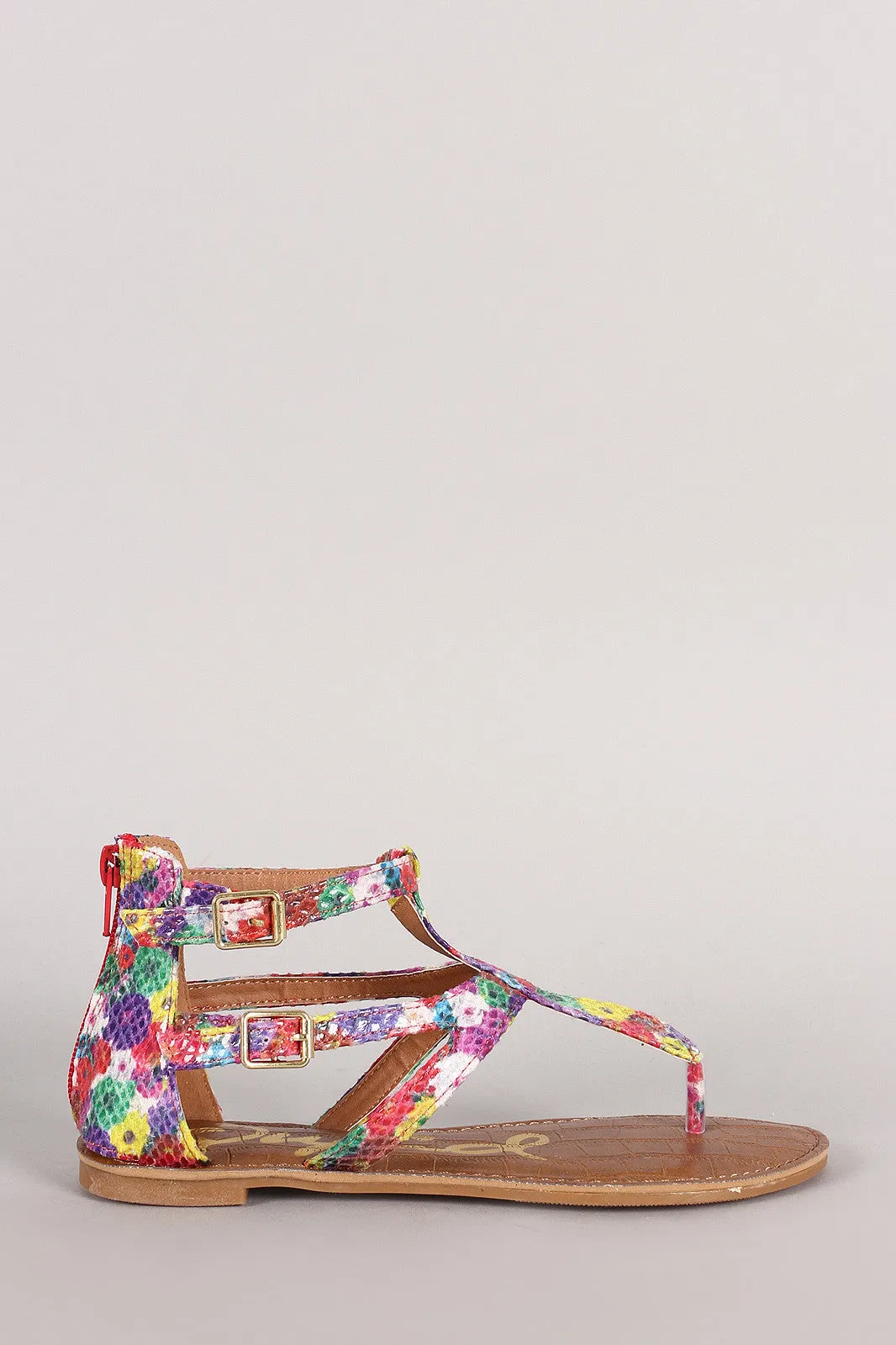 Snake Vegan Thong Floral Promotional Contemporary Sandal Qupid Flat