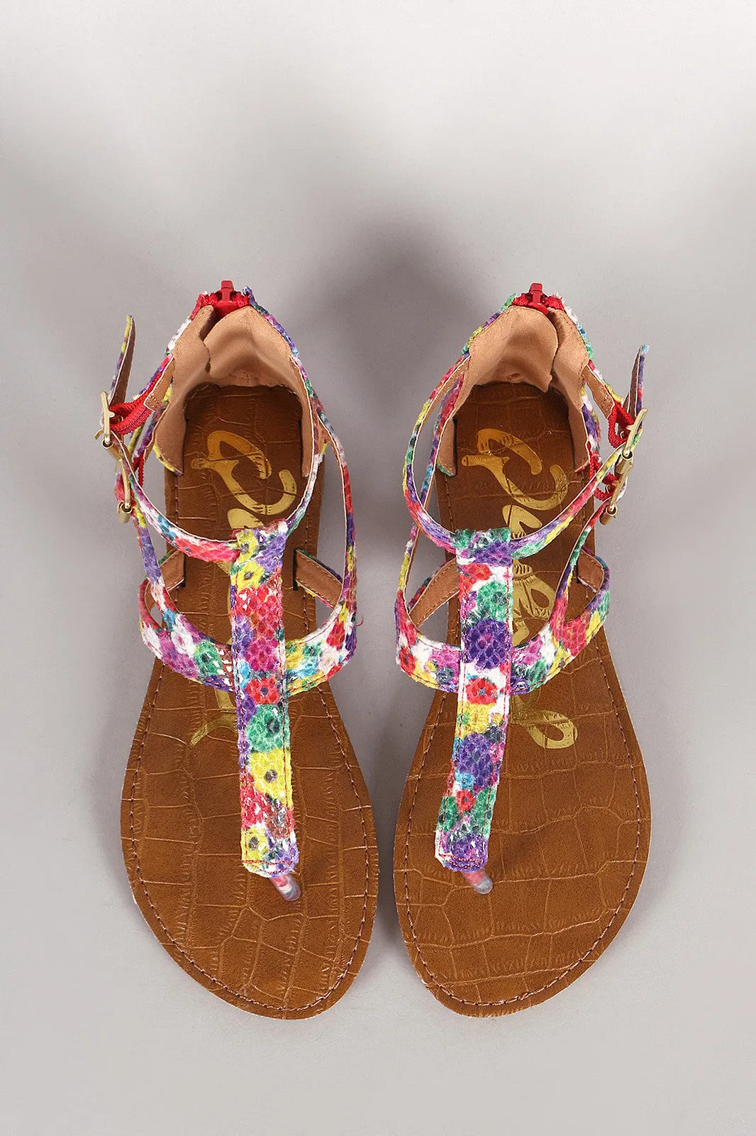 Snake Vegan Thong Floral Promotional Contemporary Sandal Qupid Flat