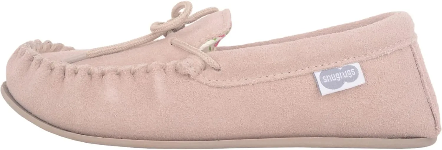 SNUGRUGS Grace Womens Suede Moccasins with Floral Cotton Inner and Rubber Sole