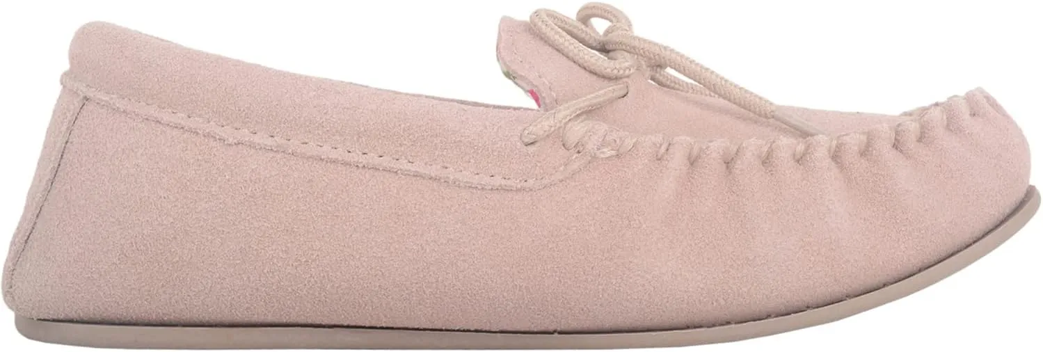 SNUGRUGS Grace Womens Suede Moccasins with Floral Cotton Inner and Rubber Sole