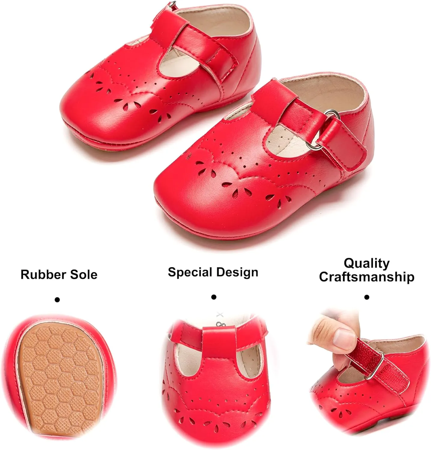 Soft Sole Baby Dress Shoes - Infant Baby Walking Shoes Moccasinss Rubber Sole Crib Shoes.