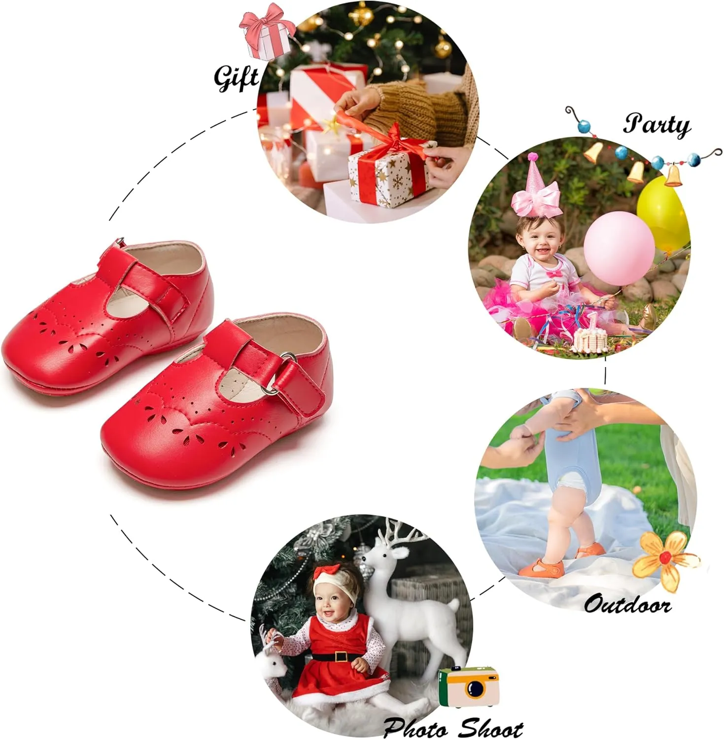 Soft Sole Baby Dress Shoes - Infant Baby Walking Shoes Moccasinss Rubber Sole Crib Shoes.