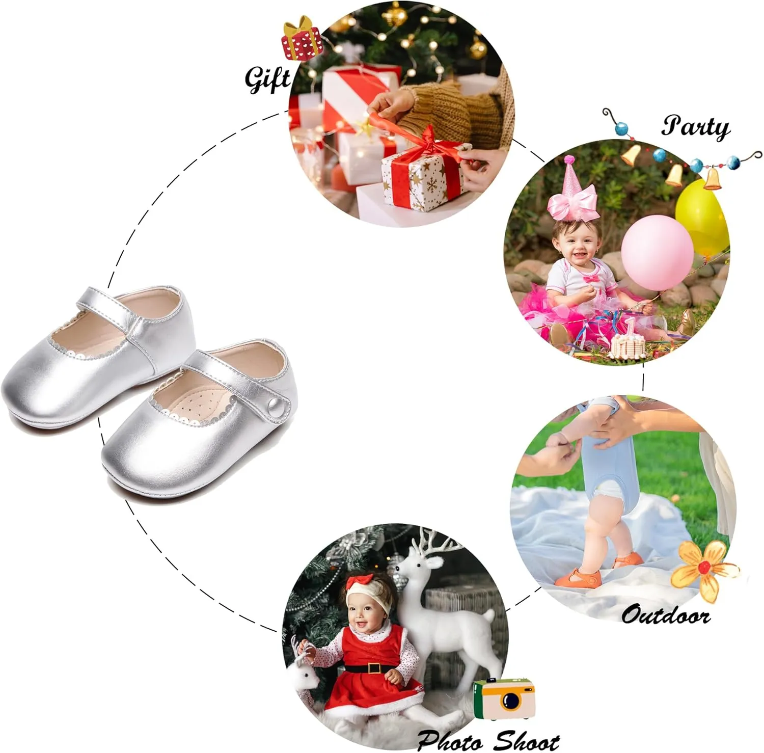 Soft Sole Baby Dress Shoes - Infant Baby Walking Shoes Moccasinss Rubber Sole Crib Shoes.