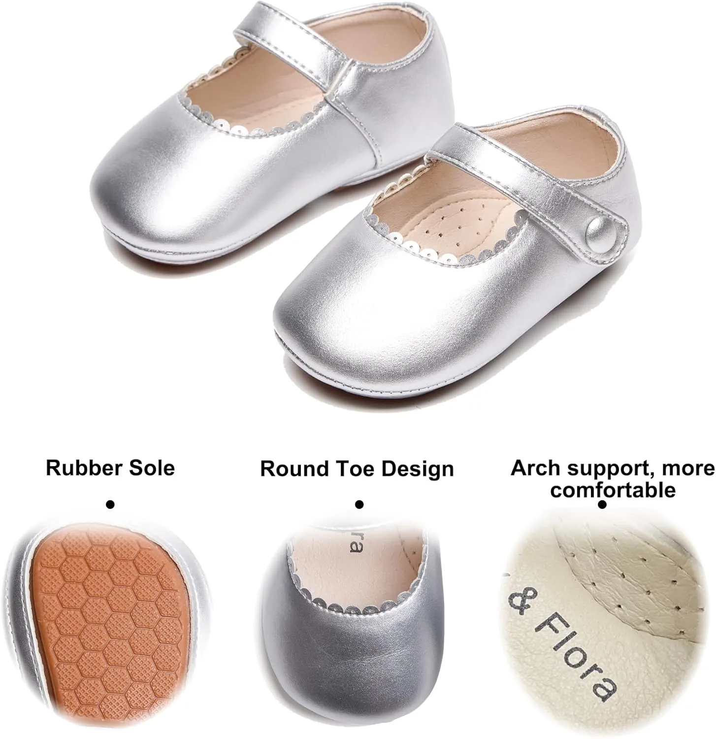 Soft Sole Baby Dress Shoes - Infant Baby Walking Shoes Moccasinss Rubber Sole Crib Shoes.