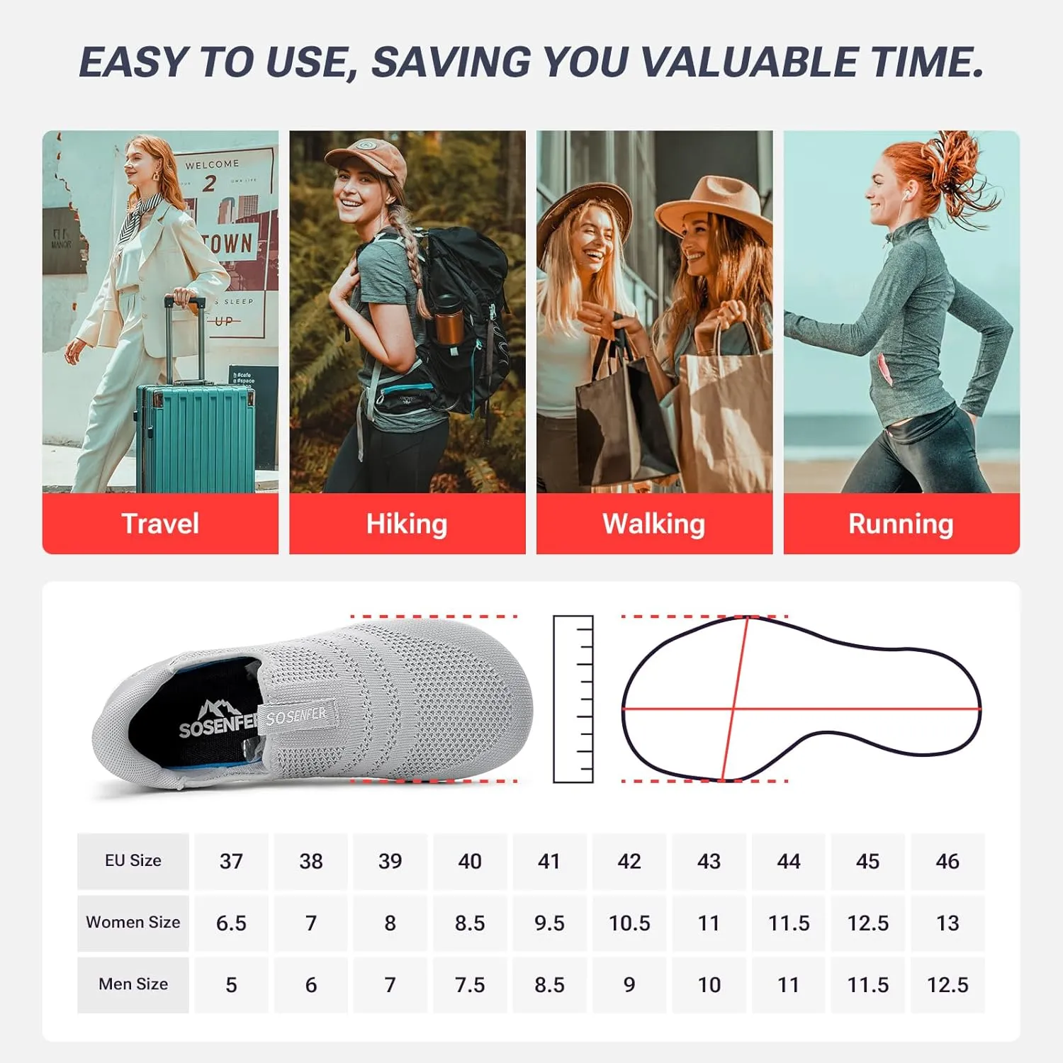 Sosenfer Women Slip On Barefoot Shoes Men Wide Minimalist Barefoot Sneakers Hands Free Workout Zero Drop Sole Walking Shoes for Unisex