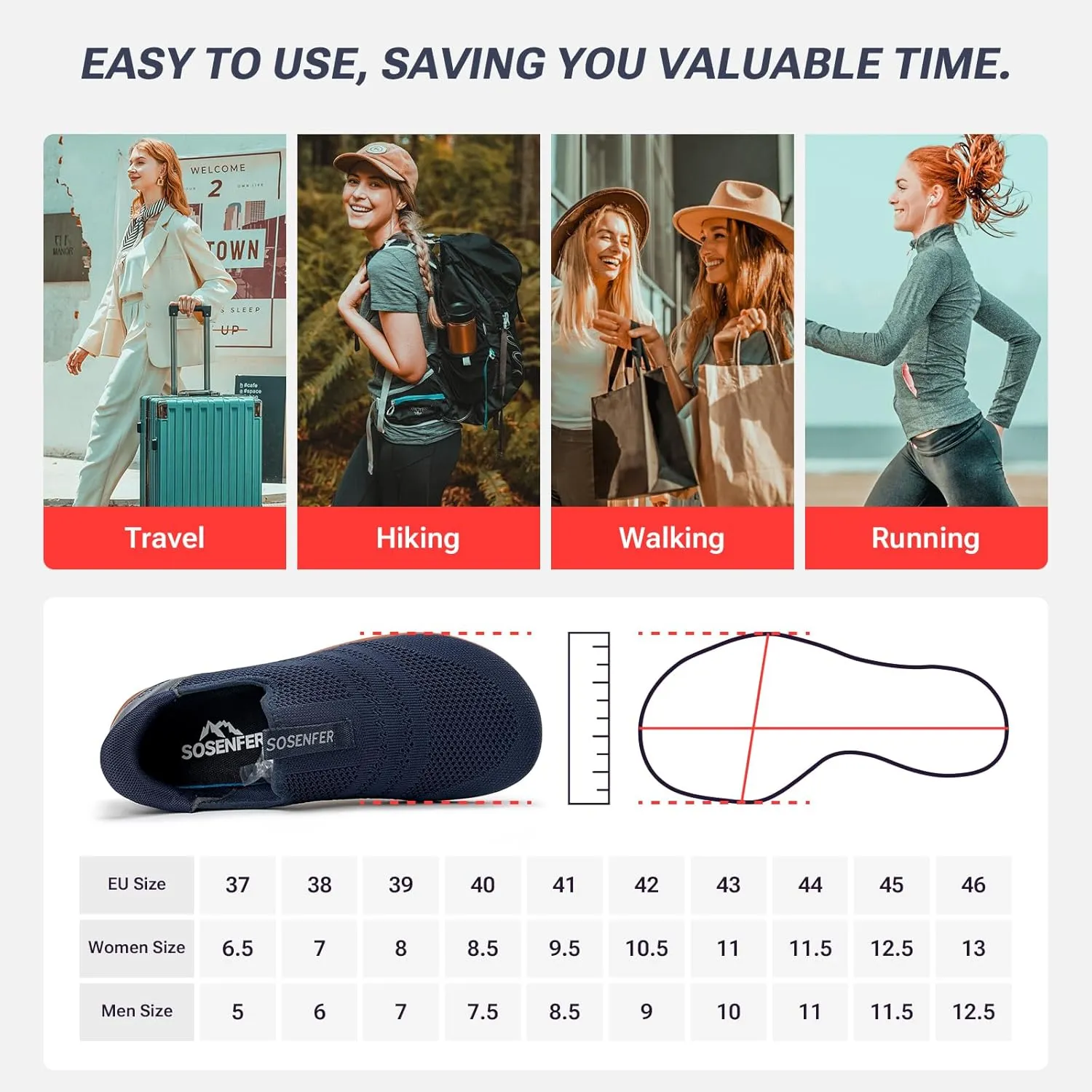Sosenfer Women Slip On Barefoot Shoes Men Wide Minimalist Barefoot Sneakers Hands Free Workout Zero Drop Sole Walking Shoes for Unisex