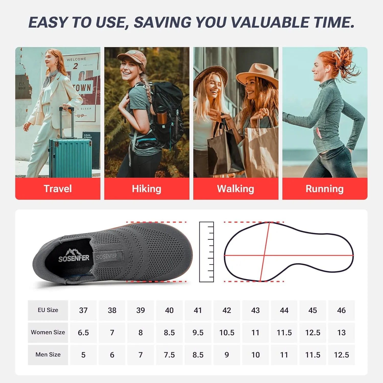 Sosenfer Women Slip On Barefoot Shoes Men Wide Minimalist Barefoot Sneakers Hands Free Workout Zero Drop Sole Walking Shoes for Unisex