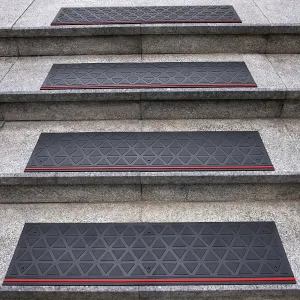 Spurtar Rubber Stair Treads 35" x 10", 5 PCS Non-Slip Outdoor Stair Treads for Wooden Steps and Concrete Marble Tile Metal Steps
