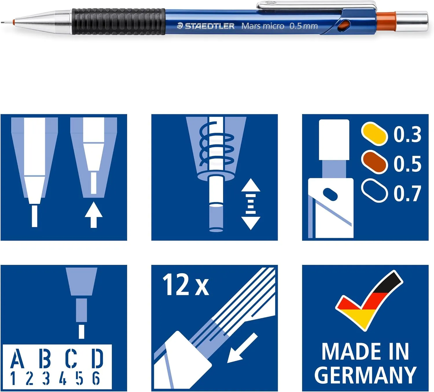 STAEDTLER MARS MICRO Pencil Pencil, with 3pcs - 775 SC WP303, Multicolor, 775 SC WP3ST