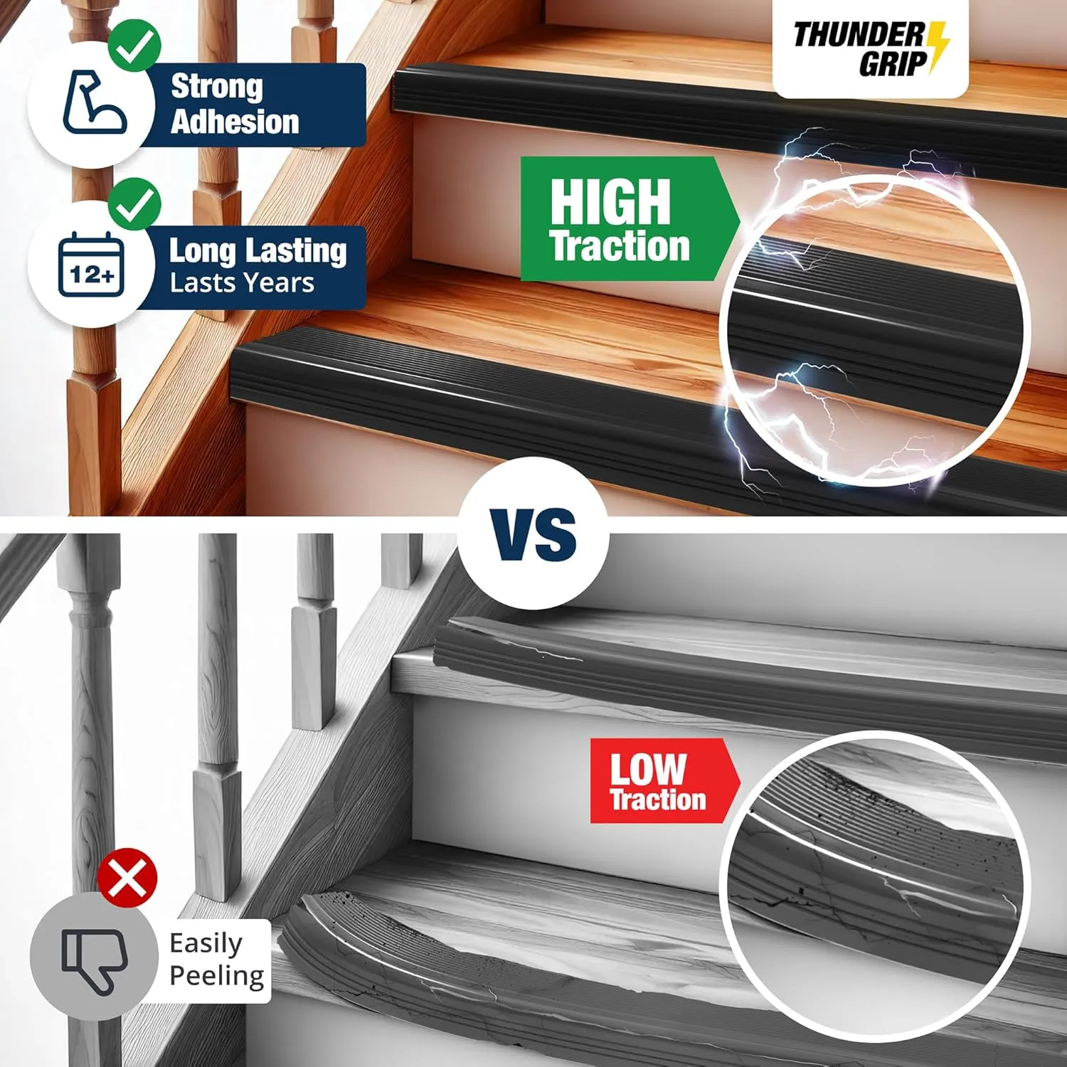 Stair Edge Protector 15 Ft - Black Rubber Edge Trim for Steps - Vinyl Stair Nose Molding - Rubber Nose Trim - Fit for Indoor and Outdoor - Non Slip and Waterproof