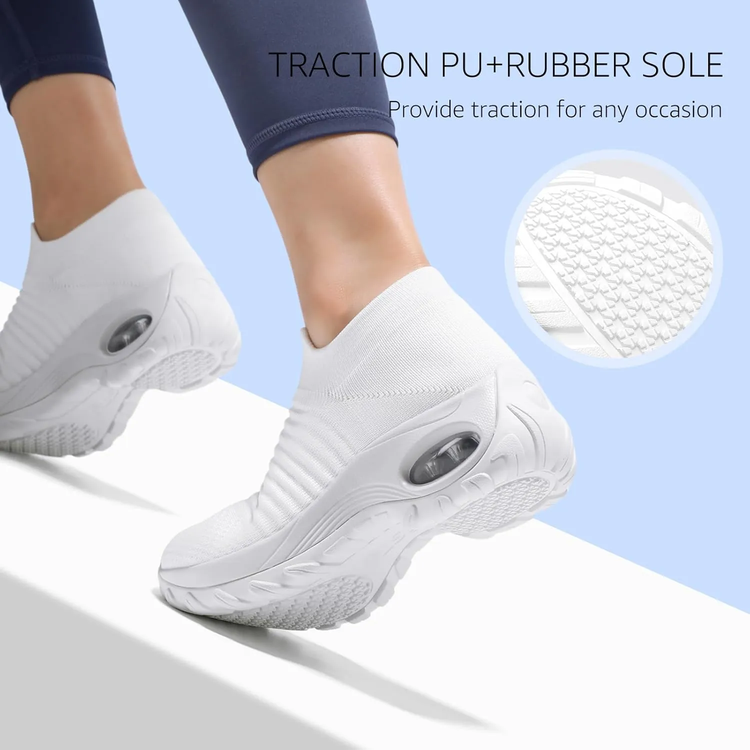 STQ Walking Shoes Women Slip on Sneakers Non Slip Work Air-Cushion Arch Support Tennis Plantar Fasciitis Orthopedic Breathable Mesh Comfortable Ladies Nursing