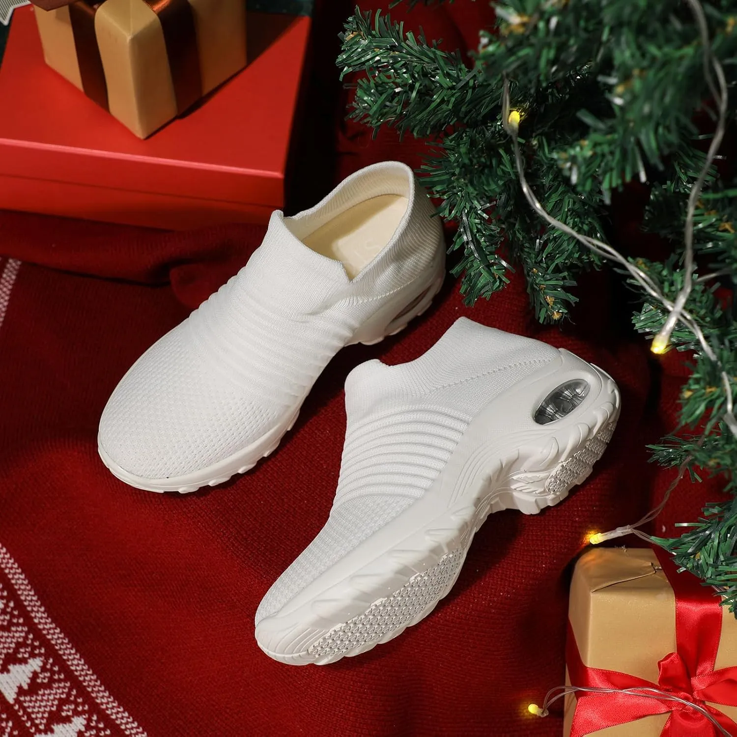 STQ Walking Shoes Women Slip on Sneakers Non Slip Work Air-Cushion Arch Support Tennis Plantar Fasciitis Orthopedic Breathable Mesh Comfortable Ladies Nursing