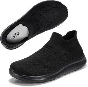 STQ Wide Toe Box Walking Shoes Women : Sock Orthopedic Slip On Shoe, Non-Slip Comfort Mesh Diabetic Sneakers for Plantar Fasciitis Relief, Bunions