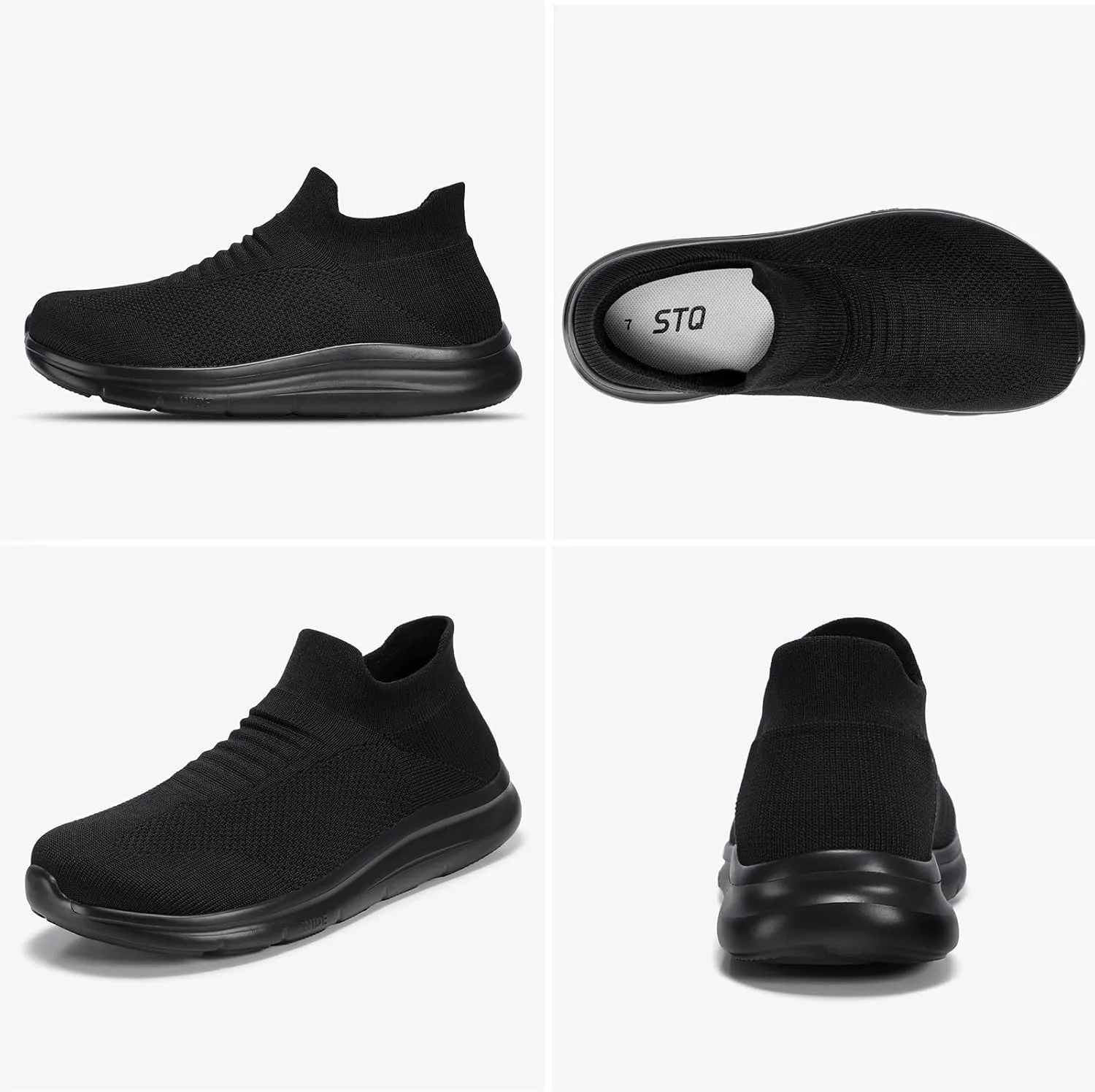 STQ Wide Toe Box Walking Shoes Women : Sock Orthopedic Slip On Shoe, Non-Slip Comfort Mesh Diabetic Sneakers for Plantar Fasciitis Relief, Bunions
