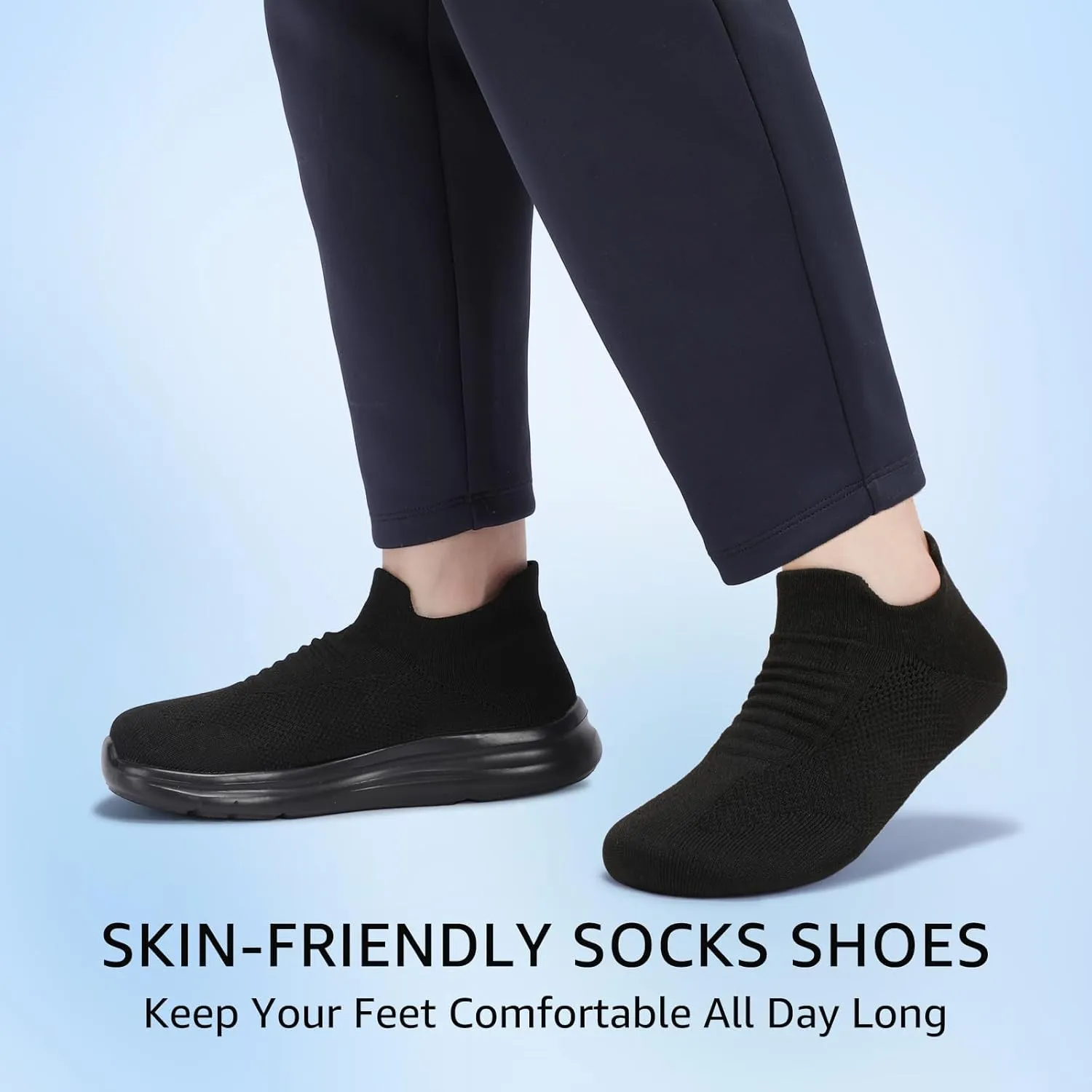 STQ Wide Toe Box Walking Shoes Women : Sock Orthopedic Slip On Shoe, Non-Slip Comfort Mesh Diabetic Sneakers for Plantar Fasciitis Relief, Bunions