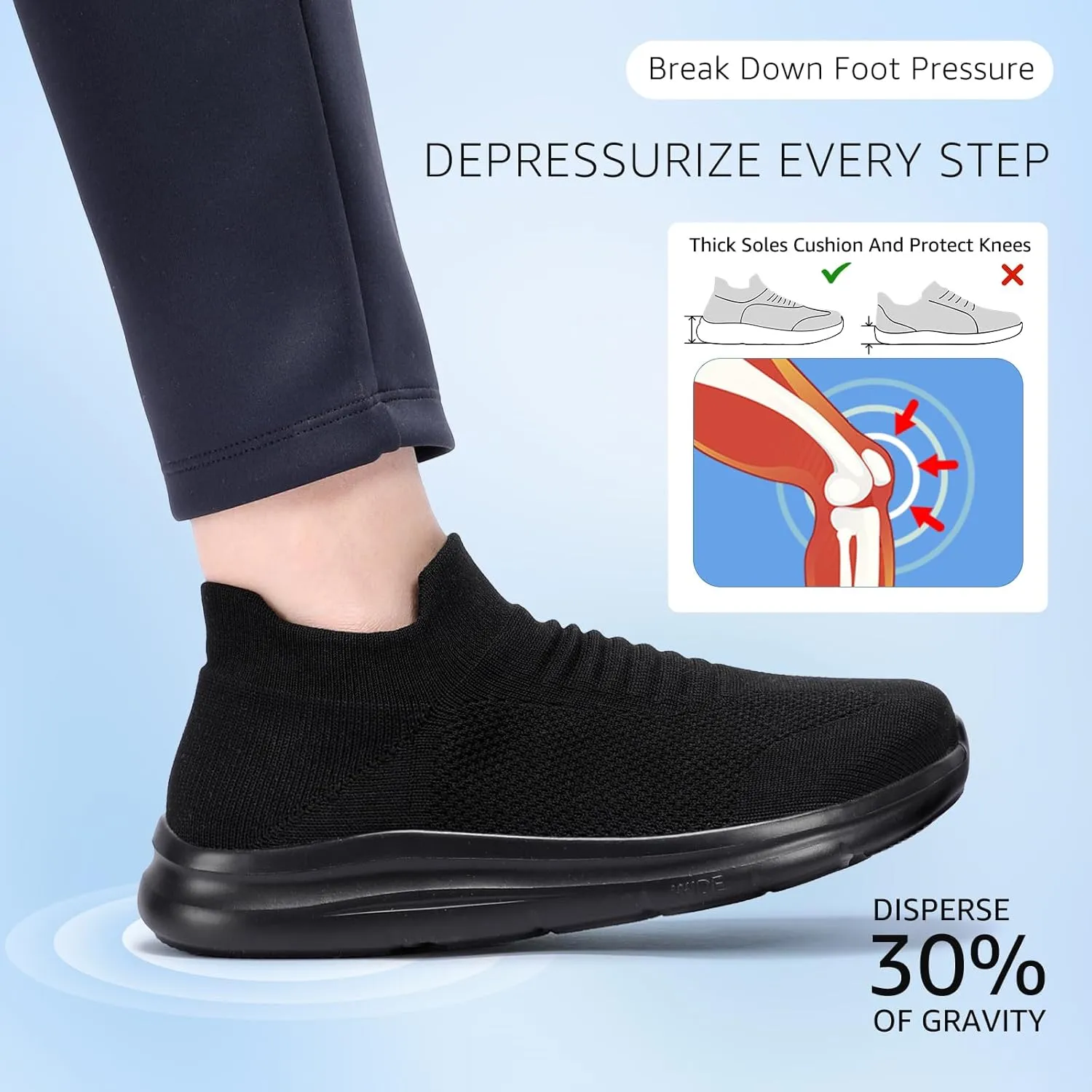 STQ Wide Toe Box Walking Shoes Women : Sock Orthopedic Slip On Shoe, Non-Slip Comfort Mesh Diabetic Sneakers for Plantar Fasciitis Relief, Bunions