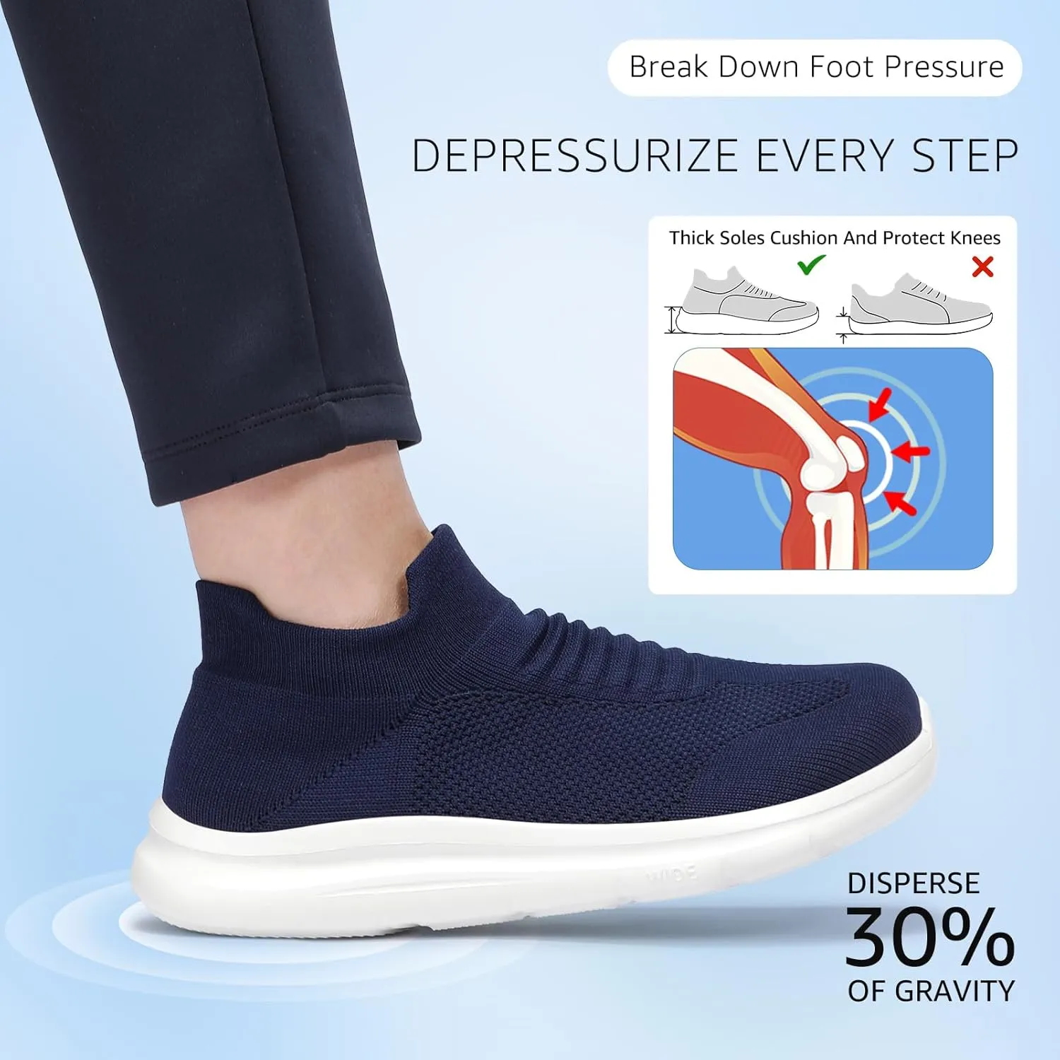 STQ Wide Toe Box Walking Shoes Women : Sock Orthopedic Slip On Shoe, Non-Slip Comfort Mesh Diabetic Sneakers for Plantar Fasciitis Relief, Bunions
