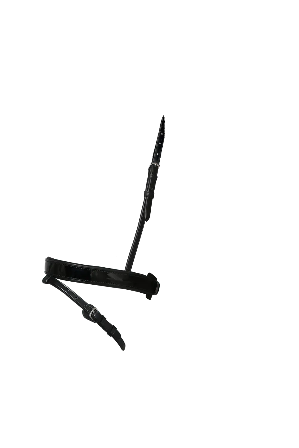 Straight Flat Patent Hanoverian Eventer - Black Noseband