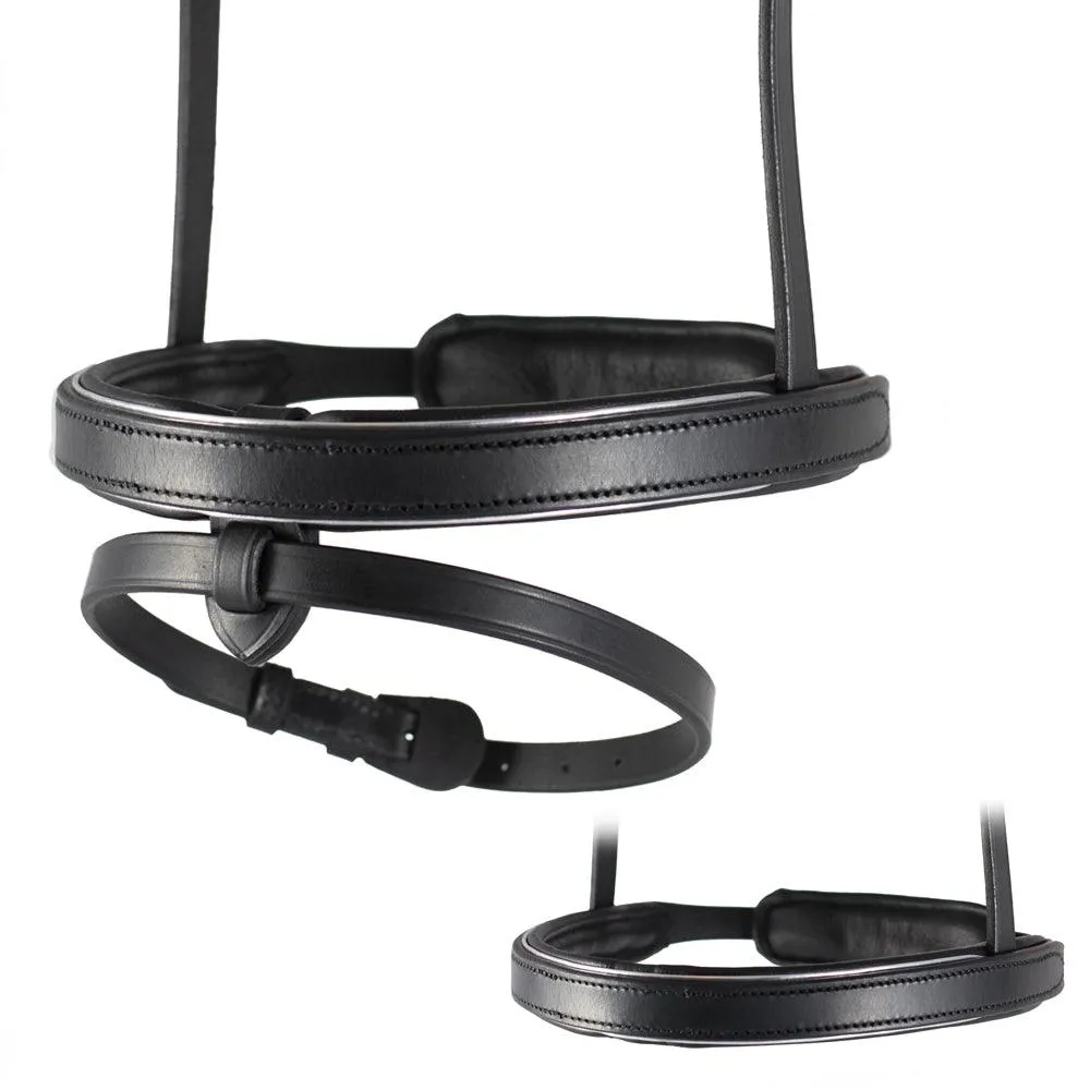 Straight Flat Plain Silver Pipe Converter Eventer - Black Snaffle/Double Noseband