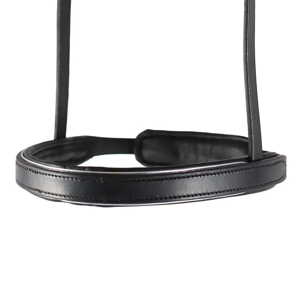 Straight Flat Plain Silver Pipe Converter Eventer - Black Snaffle/Double Noseband