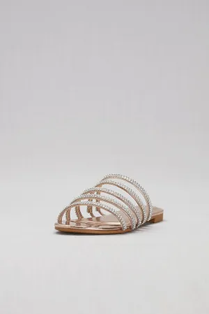 Strappy Jeweled Flat Slides