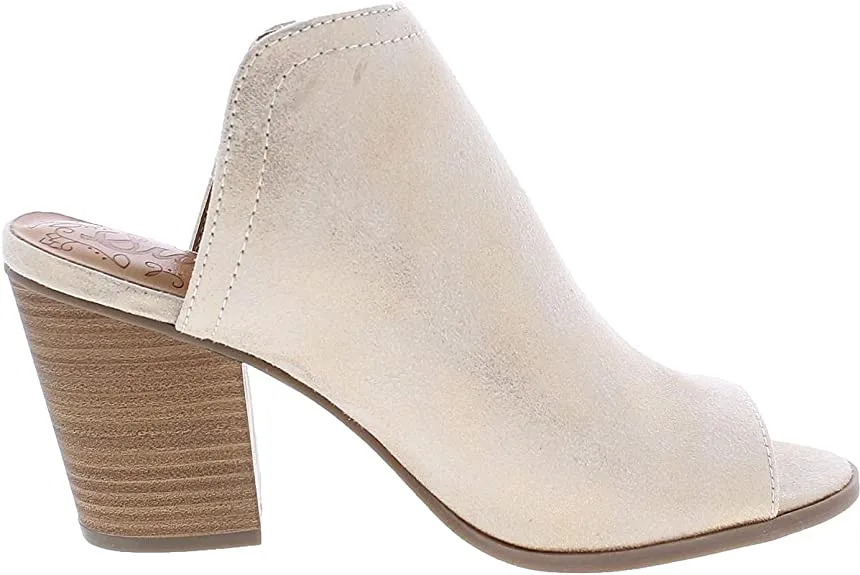 Sugar Womens Peppermint Faux Suede Open Toe Block Heels Gold 7.5 Medium (B,M)