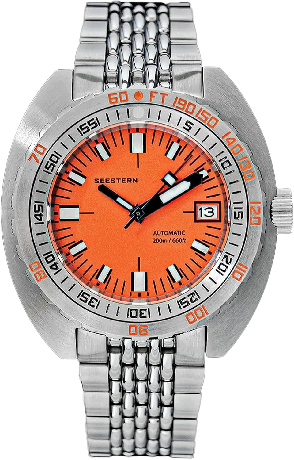 Sugess Men's SEESTERN SUB300T, Orange DOX01 V3, NH35, Sapphire, Lume, 200m Diver, BNIB
