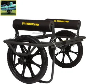 Suspenz Kayak Canoe Transport Cart, All-Terrain Super Duty Trolley Carrier with No-Flat Airless Wheels and Kickstand, 300 lb Load Capacity, Black (22-9908)