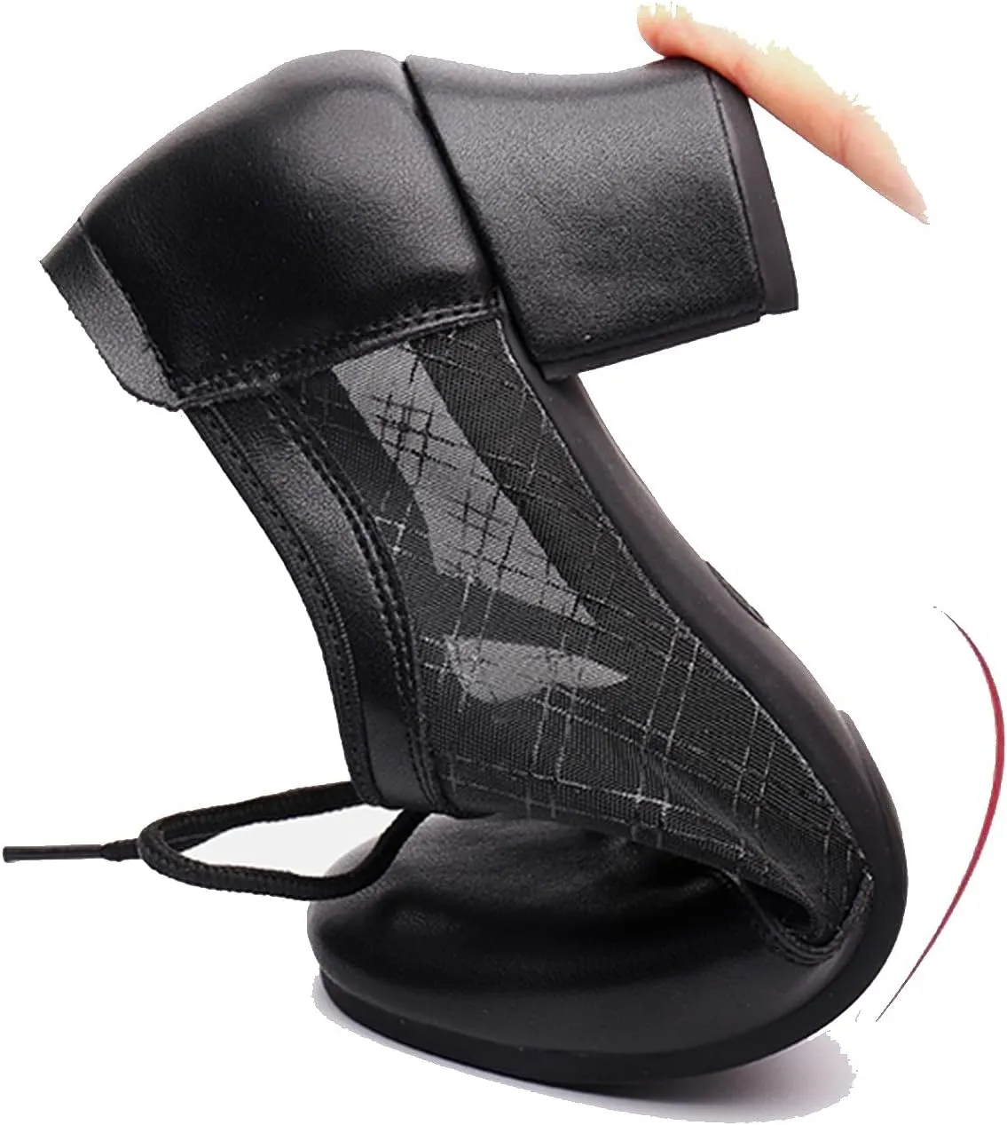 SWDZM Leather Ballroom Dance Practice Shoes for Women Lace-up Teaching Rhythm Dance Shoes with Mesh