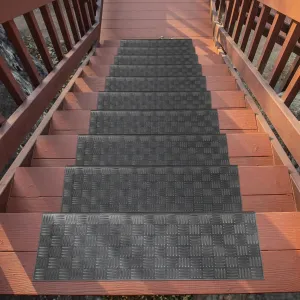 Sweet Home Stores Rubber Collection Rubber Collection Non-Slip Bullnose Design Stair Treads, 10" X 30", 5 Pack, Black