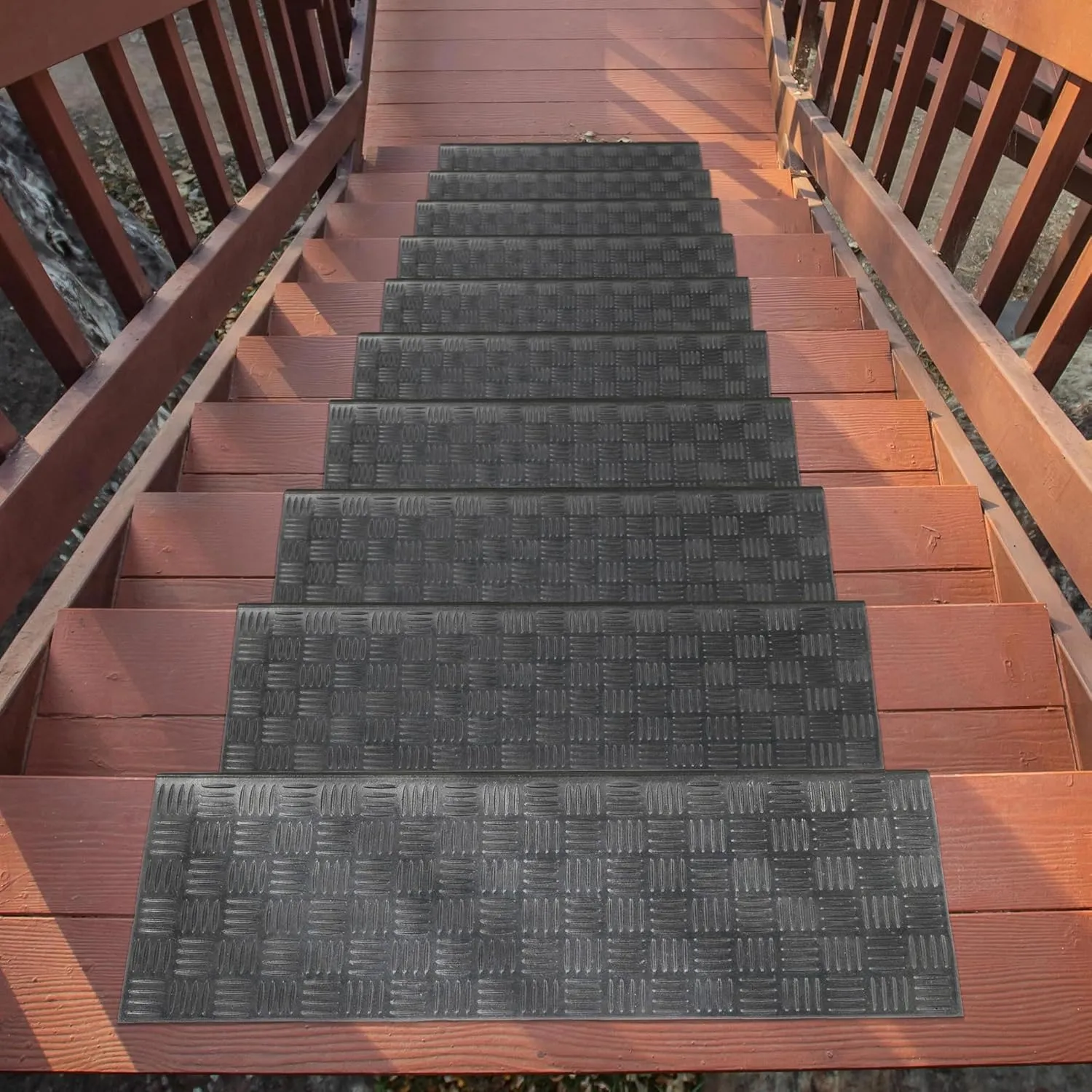 Sweet Home Stores Rubber Collection Rubber Collection Non-Slip Bullnose Design Stair Treads, 10" X 30", 5 Pack, Black