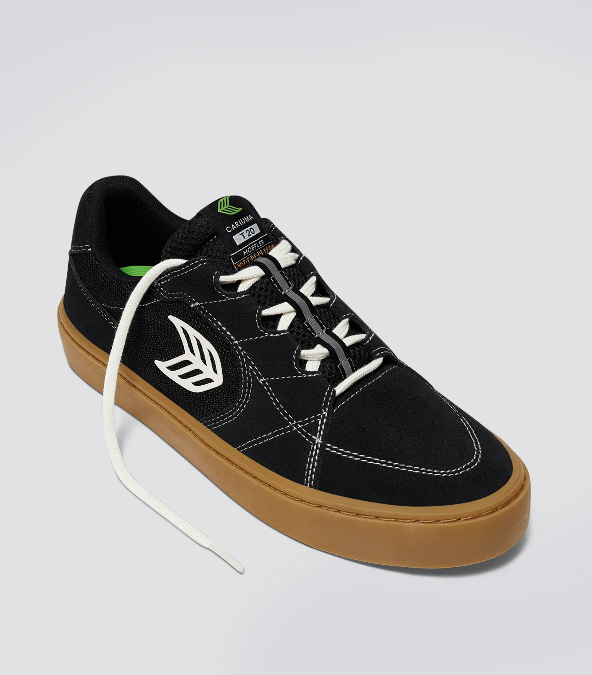 T20 PRO Gum Black Suede and Mesh Ivory Logo Contrast Thread Sneaker